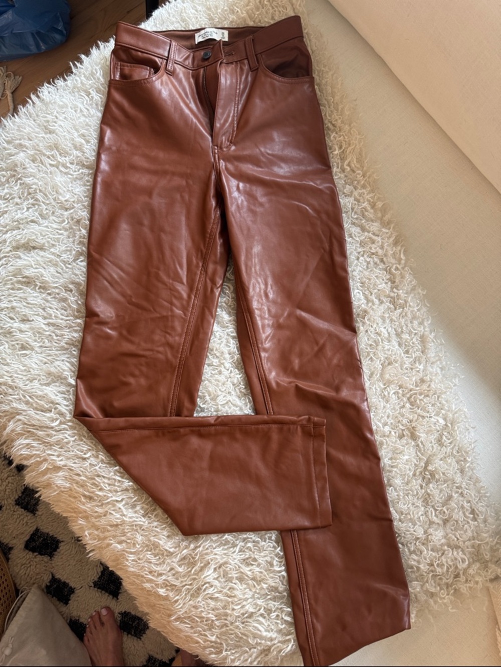 Abercrombie & Fitch size 25/0L Brown/camel Faux Leather flare Pants